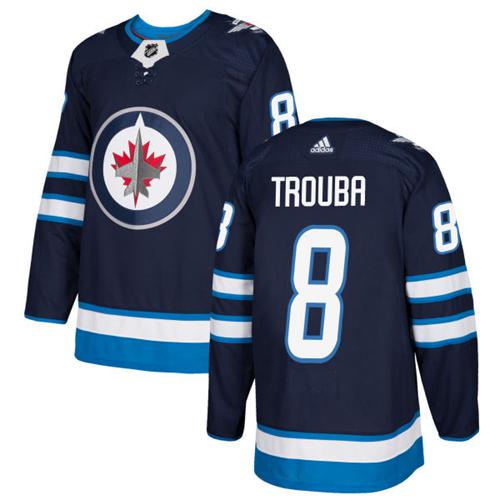 Adidas Men Winnipeg Jets 8 Jacob Trouba Navy Blue Home Authentic Stitched NHL Jersey